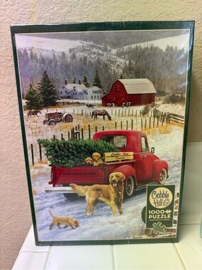 Cobble Hill Red Truck Winter Farmhouse Puzzle - 1000 piece
